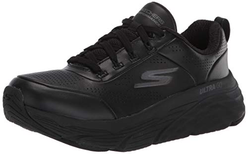 Skechers MAX Cushioning Elite Step UP, Zapatillas Mujer, Negro (Black Leather/Trim BBK), 39 EU