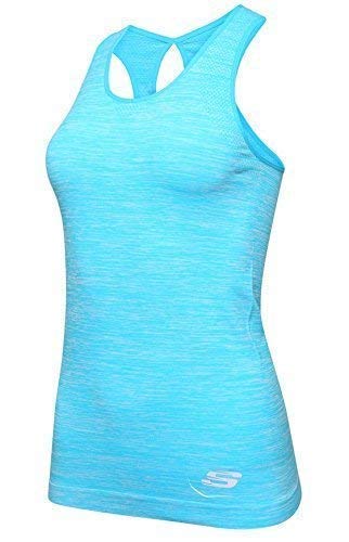 Skechers Mujer Ultra Liviano Bodyfit sin Costura Gimnasio Running Tanque sin Mangas Chaleco Racer Trasero Camisetas - Turquesa, Med-LRG