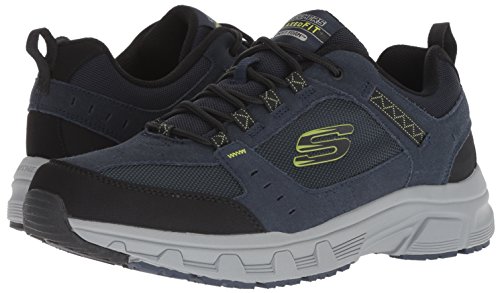 Skechers Oak Canyon, Zapatillas Hombre, Multicolor (NVLM Black Leather/PU/Mesh/Trim), 44 EU