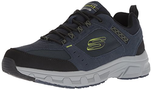 Skechers Oak Canyon, Zapatillas Hombre, Multicolor (NVLM Black Leather/PU/Mesh/Trim), 44 EU