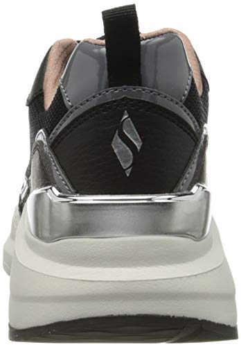 Skechers ROVINA Clean Sheen, Zapatillas Mujer, Negro Black Mesh Leather Durapatent Trim Blk, 39