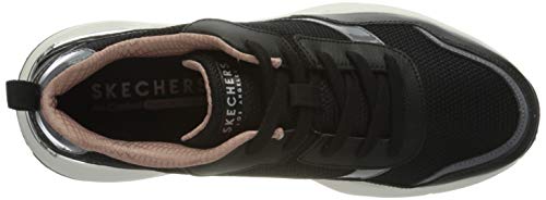 Skechers ROVINA Clean Sheen, Zapatillas Mujer, Negro Black Mesh Leather Durapatent Trim Blk, 39