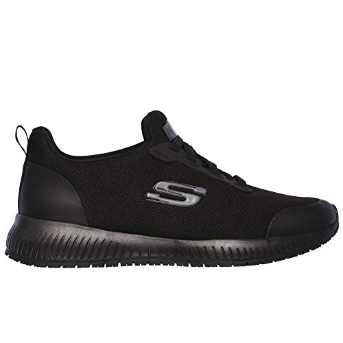 Skechers Squad Sr, Zapatos de Trabajo Mujer, Negro (Black Flat Knit Black), 39 EU