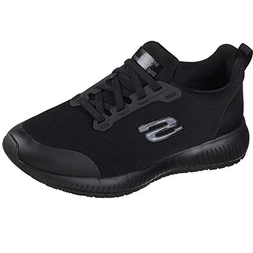 Skechers Squad Sr, Zapatos de Trabajo Mujer, Negro (Black Flat Knit Black), 39 EU