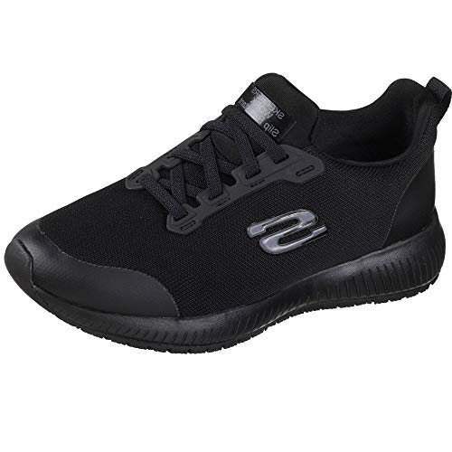 Skechers Squad Sr, Zapatos de Trabajo Mujer, Negro (Black Flat Knit Black), 41 EU