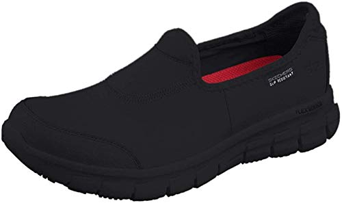 Skechers Sure Track, Zapatos de Trabajo Mujer, Negro (BBK Black Leather), 40 EU Skechers Sure Track, Zapatos de Trabajo Mujer, Negro (BBK Black Leather), 40 EU