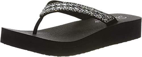 Skechers Vinyasa, Chanclas Mujer, Negro (Black Mitobuck/Clear/Black Trim Black), 40 EU