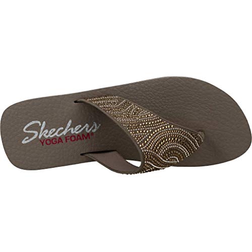 Skechers Vinyasa-Stone Candy, Chanclas Mujer, Multicolor (TPE Black Mitobuck/Rhinestone), 38 EU