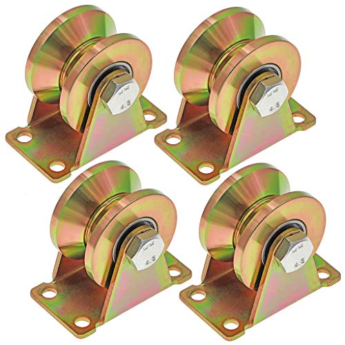 Skelang 4 piezas de 50 mm con ranura en V, rodillo para puerta corredera con soporte, ruedas rígidas resistentes para puerta corredera, puerta de fábrica, puerta de entrada, capacidad de carga: 300 kg Skelang 4 piezas de 50 mm con ranura en V, rodillo para puerta corredera con soporte, ruedas rígidas resistentes para puerta corredera, puerta de fábrica, puerta de entrada, capacidad de carga: 300 kg