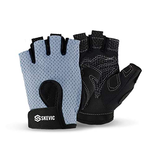 Skevic Guantes Gimnasio Hombre y Mujer - Guantes Gym ideales para Levantamiento de Pesas, Crossfit, Barra Dominadas, Ciclismo, etc. Guantes Gimnasio Mujer, Guantes Fitness Transpirable Antideslizante