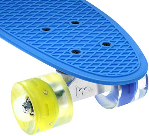Skevic Skateboard 55cm/22inch para Principiantes Adultos y Niños, Mini Cruiser Retro Skateboard con All-in-One Skate T-Tool, Skateboard con 4 LED PU Ruedas (Rosa)