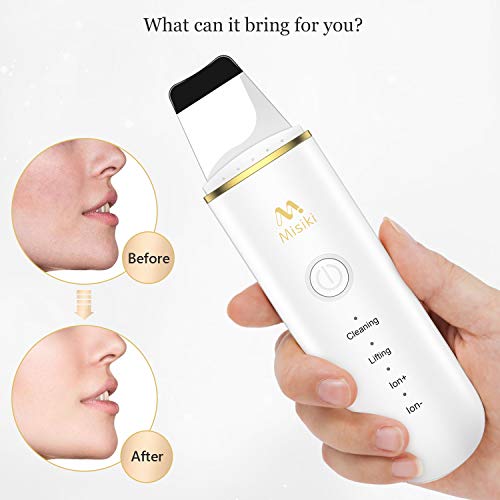 Skin Scrubber, Misiki Dispositivo de Limpieza de la Piel Facial, Ultrasónico Exfoliador Limpiador de Poros, USB 4 Modos Máquina de Anión para Cuidado de la Piel, Lifting Dispositivo de Belleza Facial