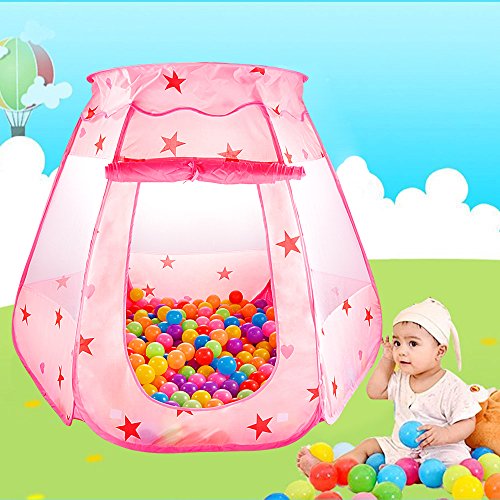 SKL Piscina de bolas para niños Tienda Princess Play Pozo de bola emergente plegable para niños (BBP-11, rosa, 47 * 35 pulgadas)