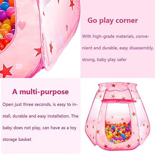 SKL Piscina de bolas para niños Tienda Princess Play Pozo de bola emergente plegable para niños (BBP-11, rosa, 47 * 35 pulgadas)