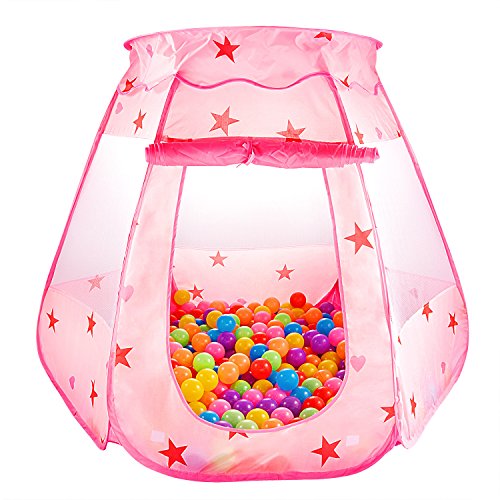SKL Piscina de bolas para niños Tienda Princess Play Pozo de bola emergente plegable para niños (BBP-11, rosa, 47 * 35 pulgadas)