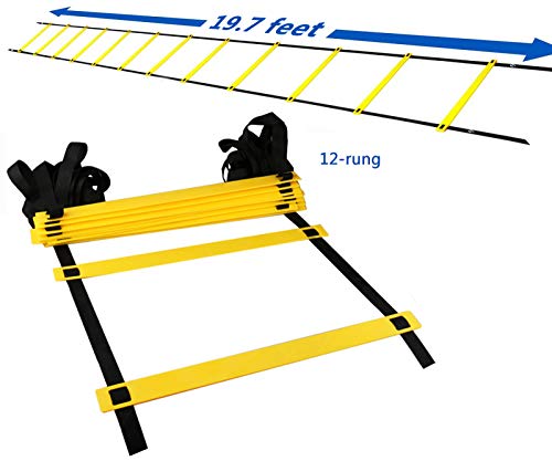 SKL Speed Agility Ladder 6M Escalera de Entrenamiento de 12 peldaños para fútbol de Baloncesto Baloncesto Fútbol Pies de Entrenamiento físico con Bolsa de Transporte