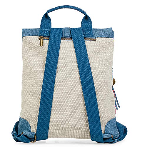 SKPAT - Mochila Estampada de Mujer. Diseño Casual. Tiras Ajustables y Asa de Mano. Lona a Rayas. Ideal para Diario. Muy Cómoda para Compras o Viaje. Marca. 302560, Color Azul