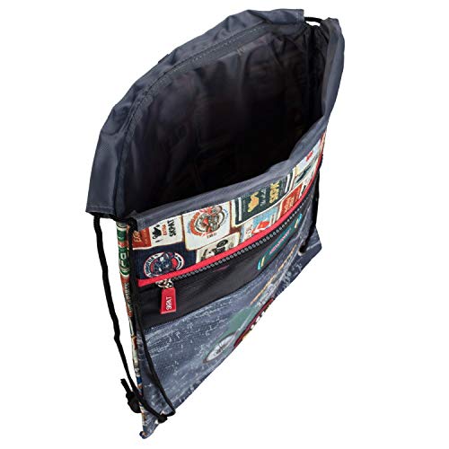 SKPAT - Mochila Saquito Infantil. Saco con Asas. Bolsa Multifuncional. Gymsack Cierre Fruncido. Bolsillo con Cremallera. Muy Cómoda y Ligera. Deporte Gimnasio. 130541, Color Negro