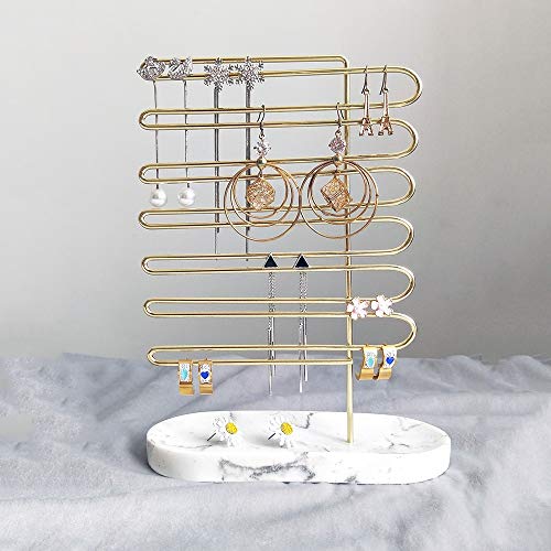 Sksngf Rack de almacenamiento creativa, Grande estante de exhibición de la capacidad, pendientes, pendientes de almacenamiento en rack de joyería, uso de la técnica del Hierro y el material de terrazo