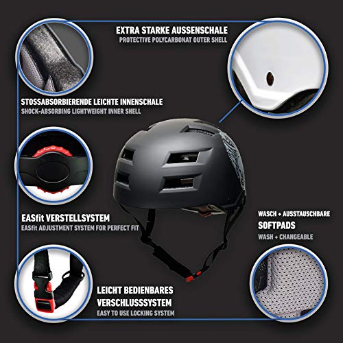 SkullCap® Casco de Skate y BMX - Bicicleta Y Scooter Eléctrico, Diseño: Skull, Talla: L (58-61 cm) SkullCap® Casco de Skate y BMX - Bicicleta Y Scooter Eléctrico, Diseño: Skull, Talla: L (58-61 cm)