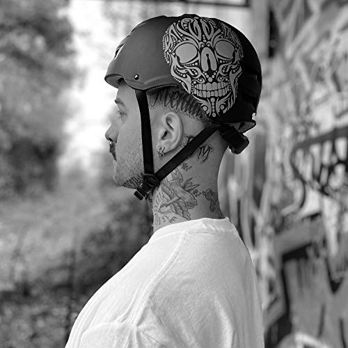 SkullCap® Casco de Skate y BMX - Bicicleta Y Scooter Eléctrico, Diseño: Skull, Talla: L (58-61 cm)