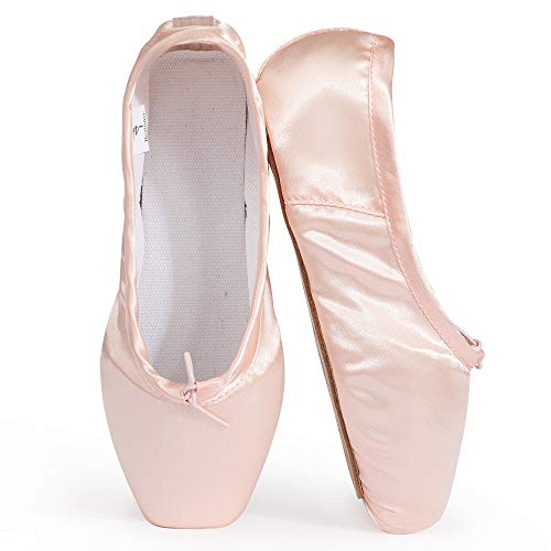 Skyrocket Mujeres y Niñas Satén Pointe Zapatos Puntas de ballet Pack de 1 puntera de gel de silicona y cintas
