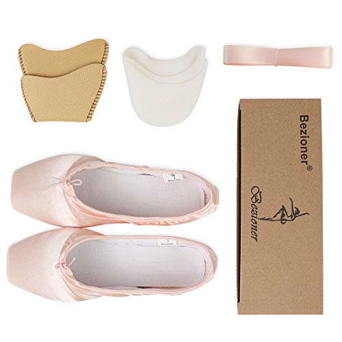 Skyrocket Mujeres y Niñas Satén Pointe Zapatos Puntas de ballet Pack de 1 puntera de gel de silicona y cintas Skyrocket Mujeres y Niñas Satén Pointe Zapatos Puntas de ballet Pack de 1 puntera de gel de silicona y cintas