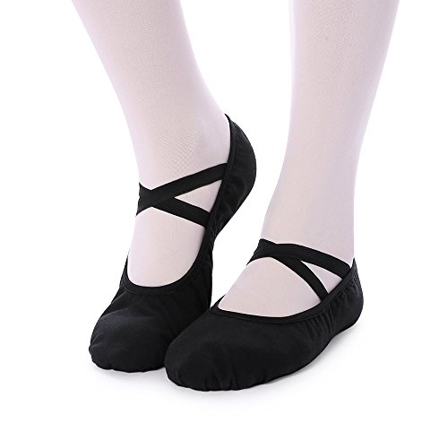 Skyrocket – Zapatillas de ballet, de media punta, de tela, Suela dividida, de varios tamaños para niños y adultos, Hombre mujer, negro - negro, EU43/UK8.5=10.82"