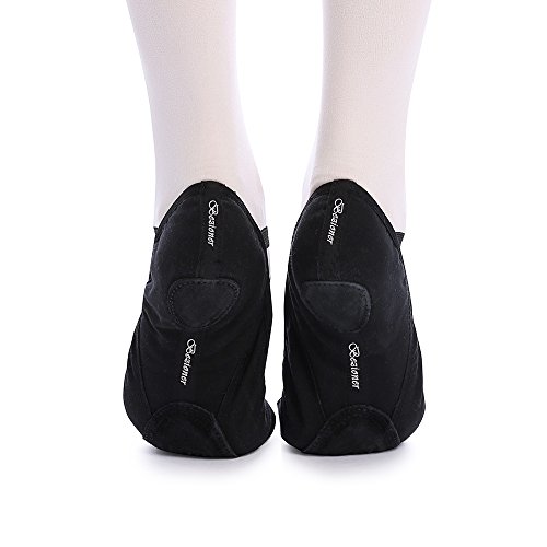 Skyrocket – Zapatillas de ballet, de media punta, de tela, Suela dividida, de varios tamaños para niños y adultos, Hombre mujer, negro - negro, EU43/UK8.5=10.82"