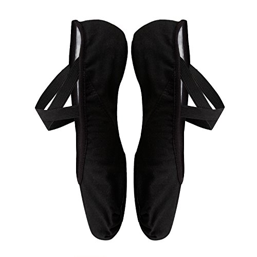 Skyrocket – Zapatillas de ballet, de media punta, de tela, Suela dividida, de varios tamaños para niños y adultos, mujer Hombre, negro - negro, EU37/UK4=9.45"