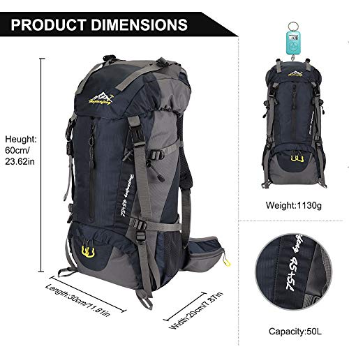 SKYSPER 50L Mochilas de Senderismo al Aire Libre Mochila de Senderismo Macutos Impermeable Ergonómica para Viajes Excursiones Acampadas Trekking