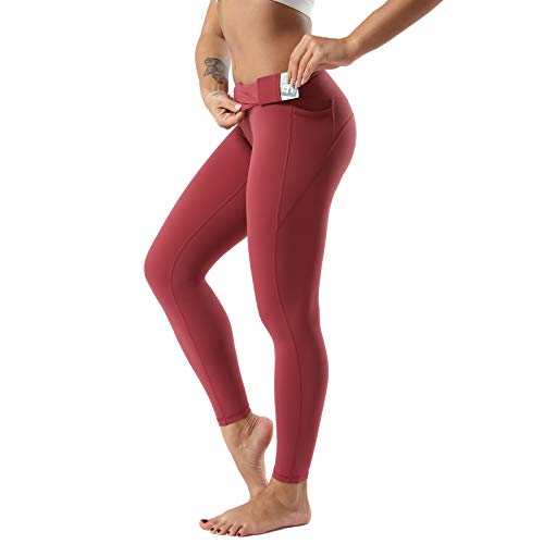 SKYSPER Leggings Mujer Fitness Cintura Alta Pantalones Deportivos Mallas Pantalones de Deporte con Bolsillos Laterales Elásticos y Transpirables para Running Training Estiramiento Yoga y Pilates