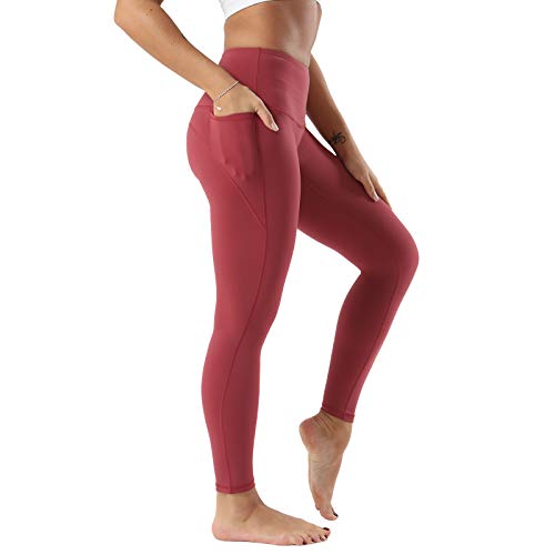 SKYSPER Leggings Mujer Fitness Cintura Alta Pantalones Deportivos Mallas Pantalones de Deporte con Bolsillos Laterales Elásticos y Transpirables para Running Training Estiramiento Yoga y Pilates