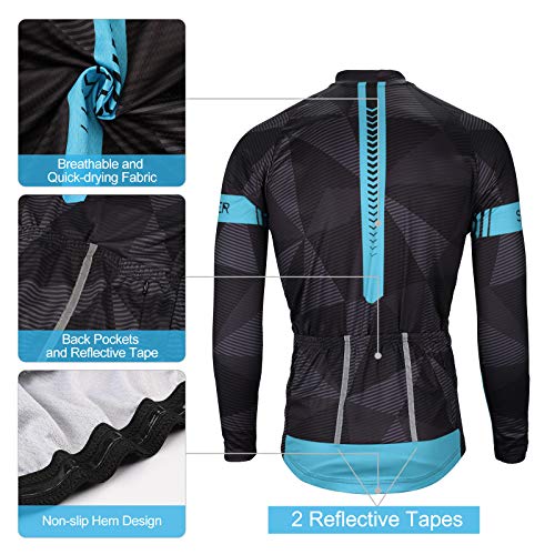 SKYSPER Maillot Ciclismo Hombres Jersey Mangas Largas Pantalones Largos Culotte de Ciclismo Conjunto de Ropa Maillot Entretiempo Invierno para Deportes al Aire Libre Ciclo Bicicleta