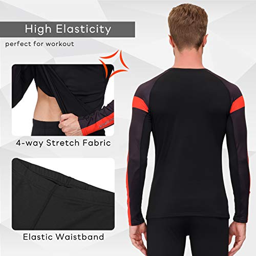 SKYSPER Ropa Interior Térmica Hombre Conjuntos Térmicos Camiseta Térmica Manga Larga Pantalones Largos de Compresión Hombre Deportes Termo Invierno Otoño para Running Esquí Montaña Ciclismo Fitness