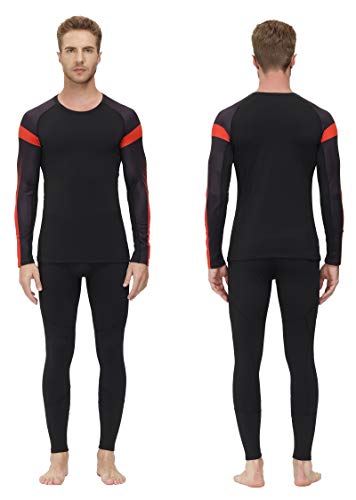 SKYSPER Ropa Interior Térmica Hombre Conjuntos Térmicos Camiseta Térmica Manga Larga Pantalones Largos de Compresión Hombre Deportes Termo Invierno Otoño para Running Esquí Montaña Ciclismo Fitness