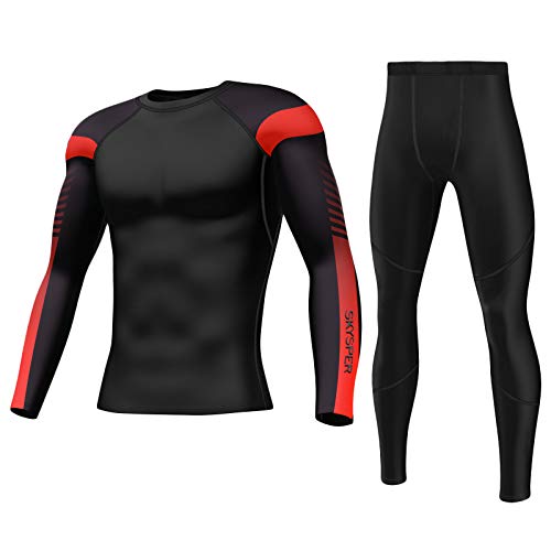 SKYSPER Ropa Interior Térmica Hombre Conjuntos Térmicos Camiseta Térmica Manga Larga Pantalones Largos de Compresión Hombre Deportes Termo Invierno Otoño para Running Esquí Montaña Ciclismo Fitness SKYSPER Ropa Interior Térmica Hombre Conjuntos Térmicos Camiseta Térmica Manga Larga Pantalones Largos de Compresión Hombre Deportes Termo Invierno Otoño para Running Esquí Montaña Ciclismo Fitness