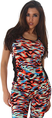 SL1 – Conjunto de deporte de 2 piezas para mujer, traje de entrenamiento Racerback Tank Top 3/4 de cintura alta con malla (32-38) 3 – multicolor 36