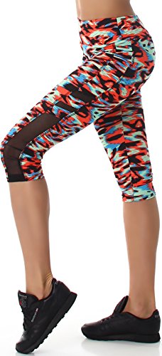 SL1 – Conjunto de deporte de 2 piezas para mujer, traje de entrenamiento Racerback Tank Top 3/4 de cintura alta con malla (32-38) 3 – multicolor 36