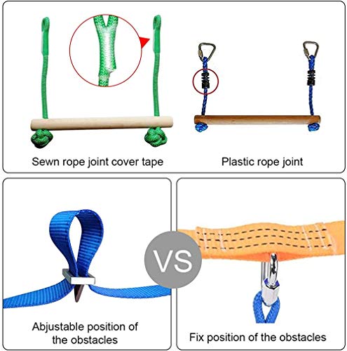 Slackline 50FT Ninja Obstacle Course Line Kit Obstáculos para Colgar Árboles Al Aire Libre Accesorios Equipado Los Accesorios Más Completos Con columpios,escaleras de cuerda y redes de obstáculos