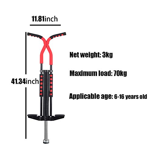 SLCE Pogo Stick, Adecuado para Niños De 6 A 16 Años, El Muelle De Doble Tubo De Acero Puede Soportar 70 Kg, Ejercita El Equilibrio Corporal De Los Niños, Adecuado para Interior Y Exterior,Negro