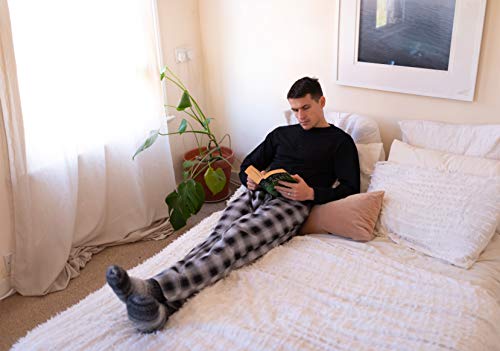 SLEEPHERO Hombres Conjunto de pantalón de Camisa de Pijama con Botones de Henley de Manga Larga de algodón para Adultos Cuadros Buffalo en Azul Marino, Negro y Azul Extra Extra Grande