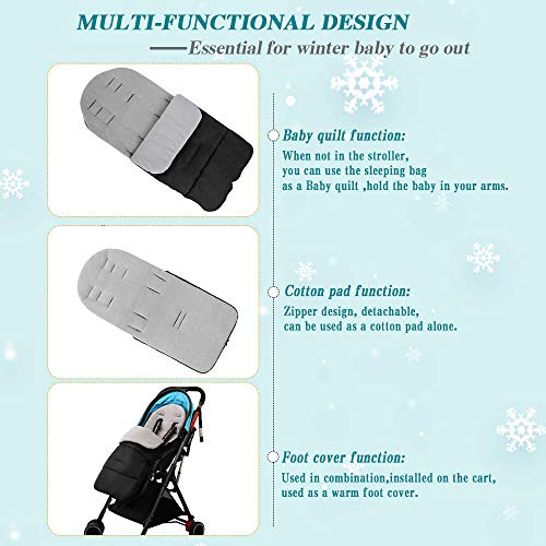 Sleeping bag for baby AUVSTAR, Universal 3 in 1 Cochecito Apéndice Saco de silla cubierta Cochecito Bunting Bolsa impermeable to prueba de v (Gray) iento frío desmontable (Gray)