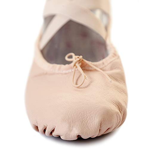 S.lemon Cuero Genuina Zapatillas Zapatos de Ballet Baile para Niñas Niños Rosa (23 EU)