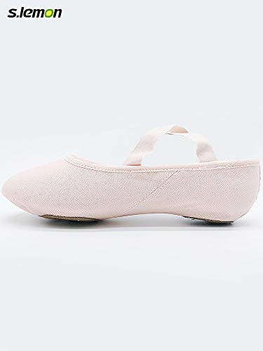 S.lemon Elástico Lona Zapatillas de Ballet Zapatos de Baile para Niños Niñas Mujeres Hombres Rosa (23 EU)