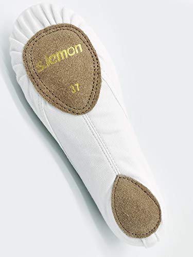 s.lemon Zapatillas de Ballet Lona Media Punta Ballet Zapatos Bailarina Principiantes Danza Zapatos para Niña Mujere Hombres 24-47 Bianco (24 EU)