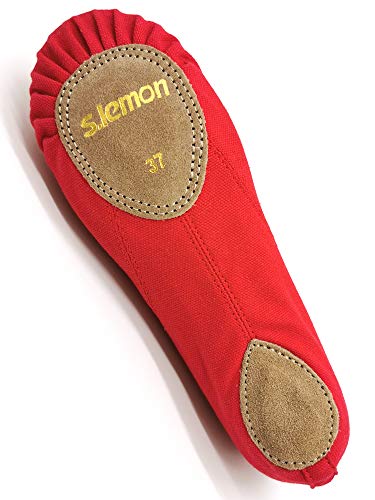 s.lemon Zapatillas de Ballet Lona Media Punta Ballet Zapatos Bailarina Principiantes Danza Zapatos para Niña Mujere Hombres 24-47 Rojo (24 EU)