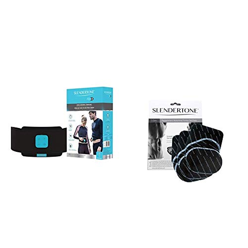 Slendertone ABS8 Cinturón de tonificación Abdominal, Unisex-Adult, Negro, 61-107 cm + - Paquete triple de almohadillas de repuesto, unisex, ABS, negro