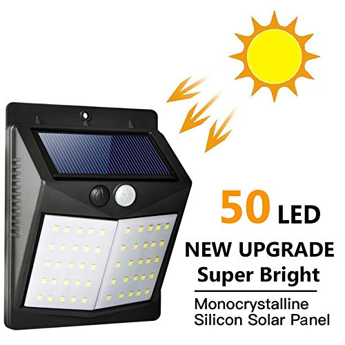 SLGOL - Lote de 4 luces LED con sensor de movimiento solar para exteriores, 1500 mAh, impermeables, funciona con energía solar, para jardín, patio, entrada, porche