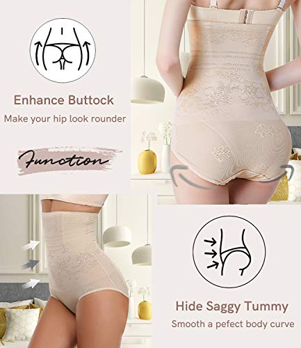 SLIMBELLE Cintura Alta Braguita Moldeadora Braga Fajas Reductora Sexy Invisible Adelgazante Abdomen Elástico Shaping Lenceria para Mujer Beige 4XL